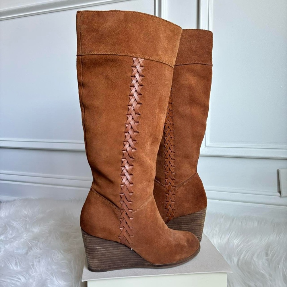 Lucky Brand Suede Wedge Boots - Size 7.5
